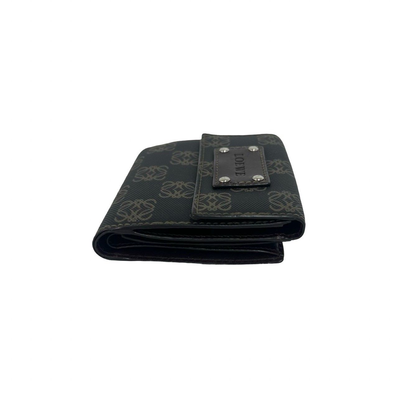Loewe Anagram Logo Leather Bifold Wallet Mini Card Case Coin Purse Brown — view 6