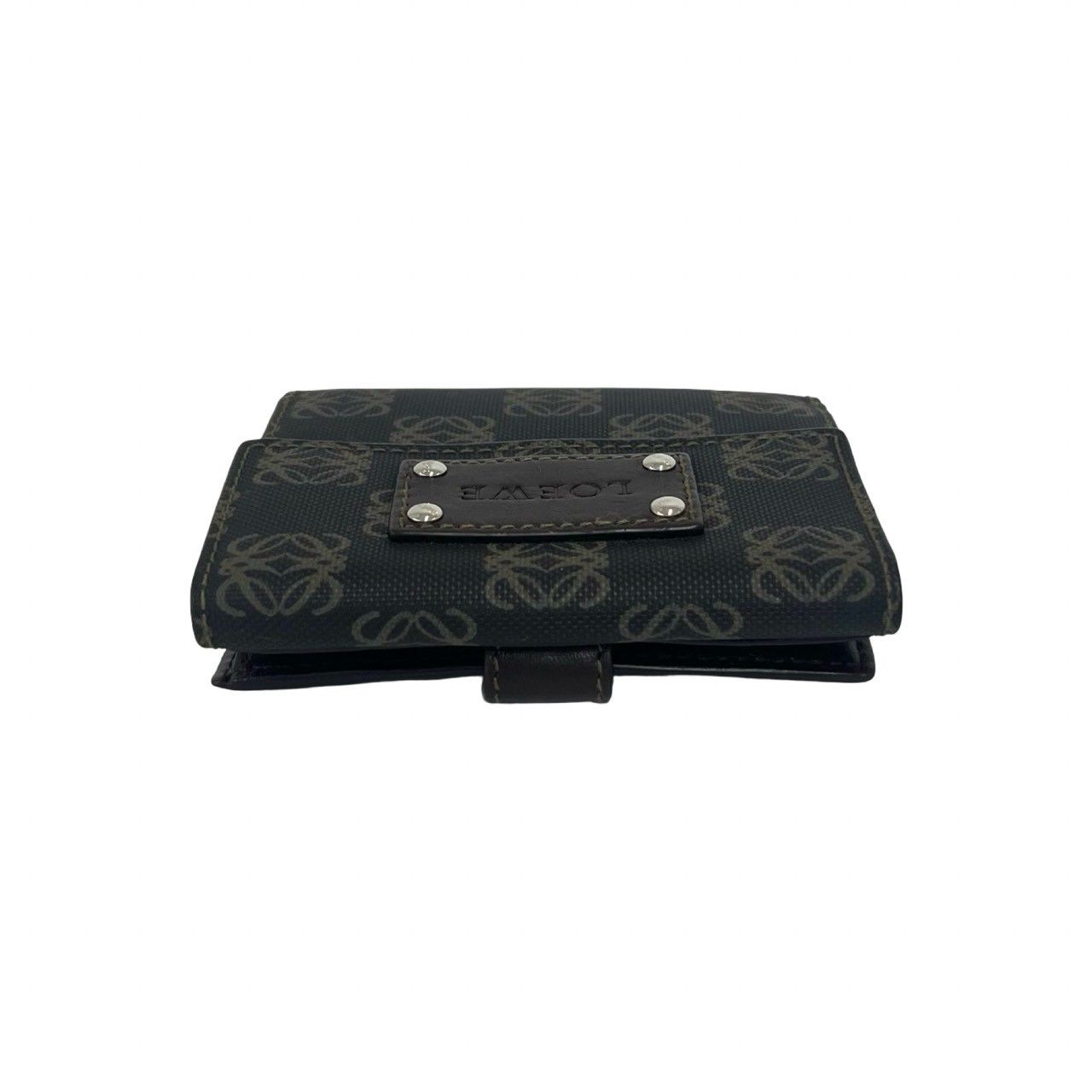 Loewe Anagram Logo Leather Bifold Wallet Mini Card Case Coin Purse Brown — view 4