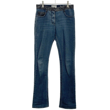 Chanel Lamb Patent Skinny Denim Pants Indigo Blue 36