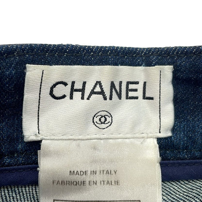 Chanel Lamb Patent Skinny Denim Pants Indigo Blue 36 — view 3