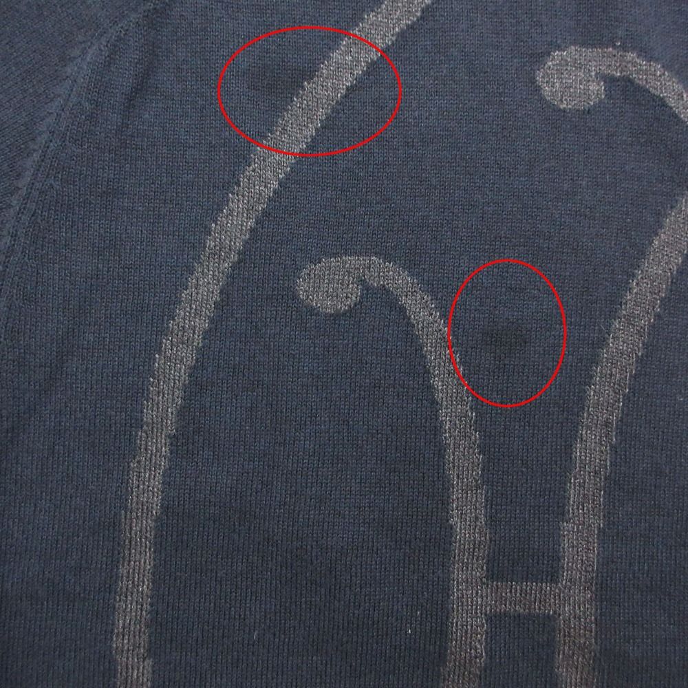 Hermes Knit Logo Sweater Long Sleeve Crew Neck Top Gray — view 7