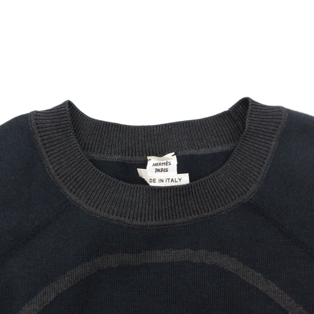 Hermes Knit Logo Sweater Long Sleeve Crew Neck Top Gray — view 5