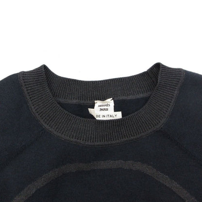 Hermes Knit Logo Sweater Long Sleeve Crew Neck Top Gray — view 5