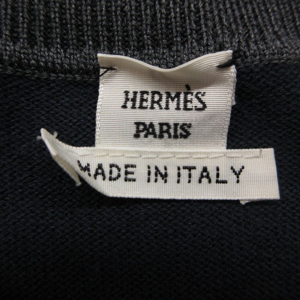 Hermes Knit Logo Sweater Long Sleeve Crew Neck Top Gray — view 3