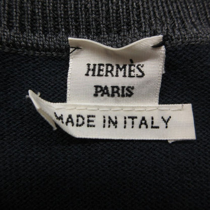 Hermes Knit Logo Sweater Long Sleeve Crew Neck Top Gray — view 3