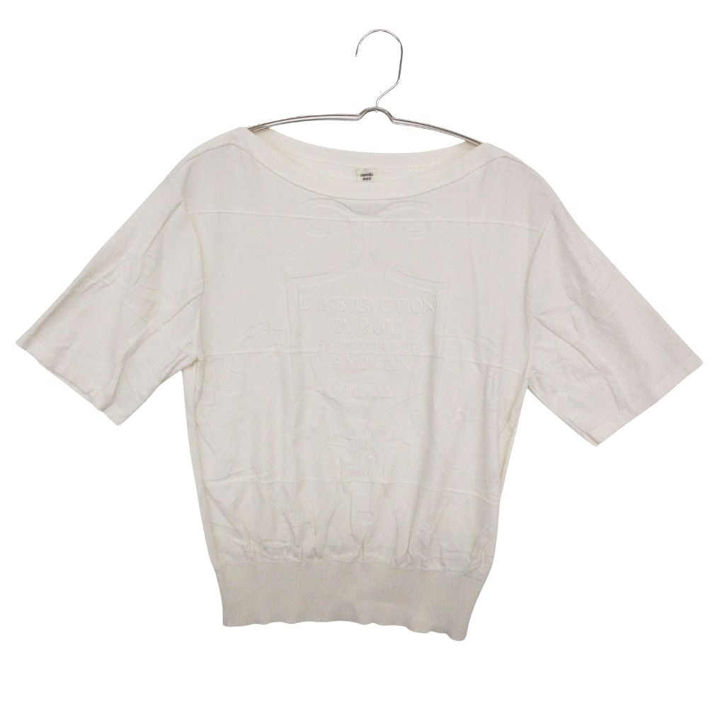 Hermes Knit Top Short Sleeve Silk Cotton Boat Neck L'instrvction du Roy