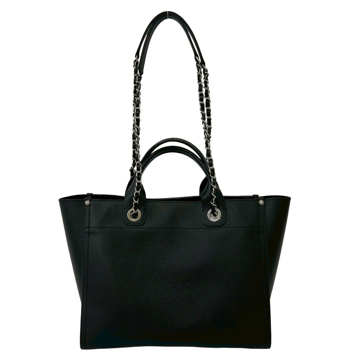 Chanel 25 Deauville CC Logo Caviar Leather 2-Way Tote Bag Black — view 3