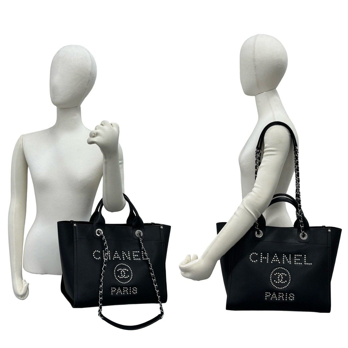 Chanel 25 Deauville CC Logo Caviar Leather 2-Way Tote Bag Black — view 2