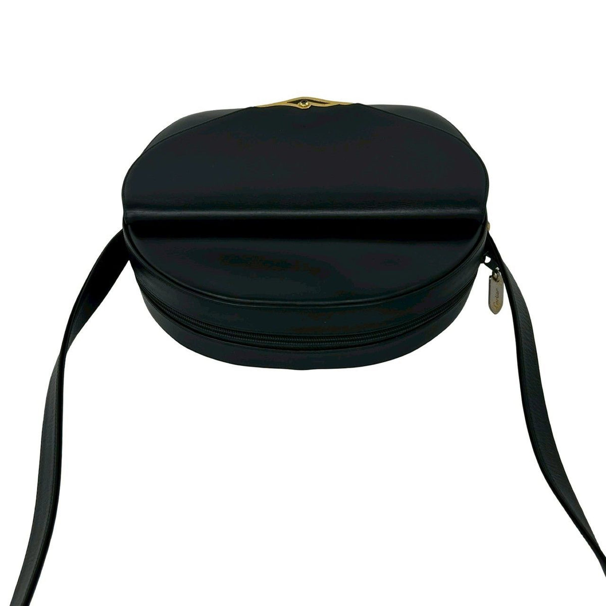 Cartier Sapphire Line Leather Mini Shoulder Bag Crossbody Pochette Black — view 4