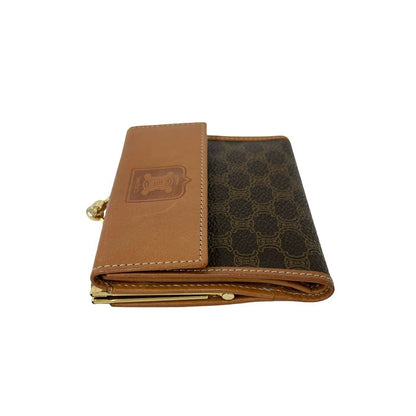 Celine Vintage Macadam Blason Pattern Leather Kiss Lock Trifold Wallet Mini — view 4