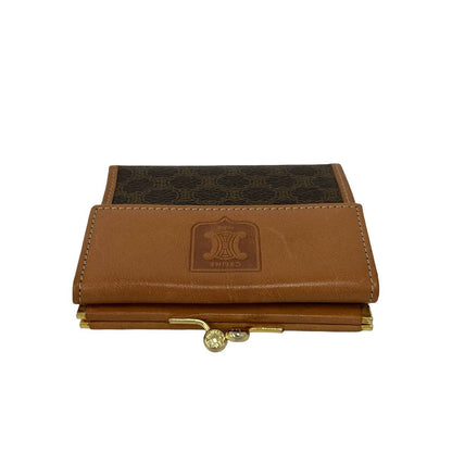 Celine Vintage Macadam Blason Pattern Leather Kiss Lock Trifold Wallet Mini — view 3