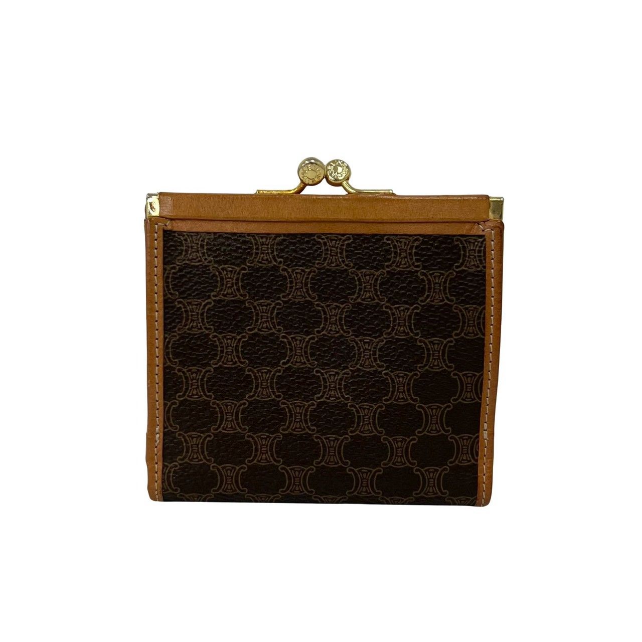 Celine Vintage Macadam Blason Pattern Leather Kiss Lock Trifold Wallet Mini — view 2