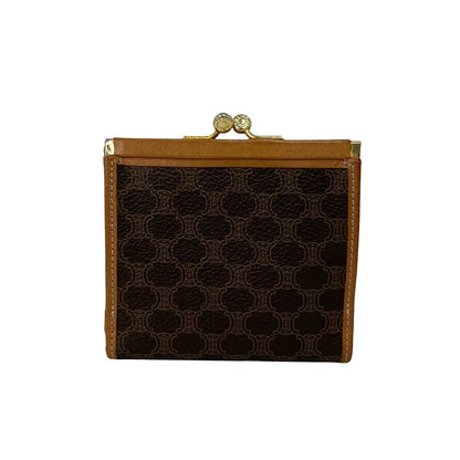 Celine Vintage Macadam Blason Pattern Leather Kiss Lock Trifold Wallet Mini — view 2