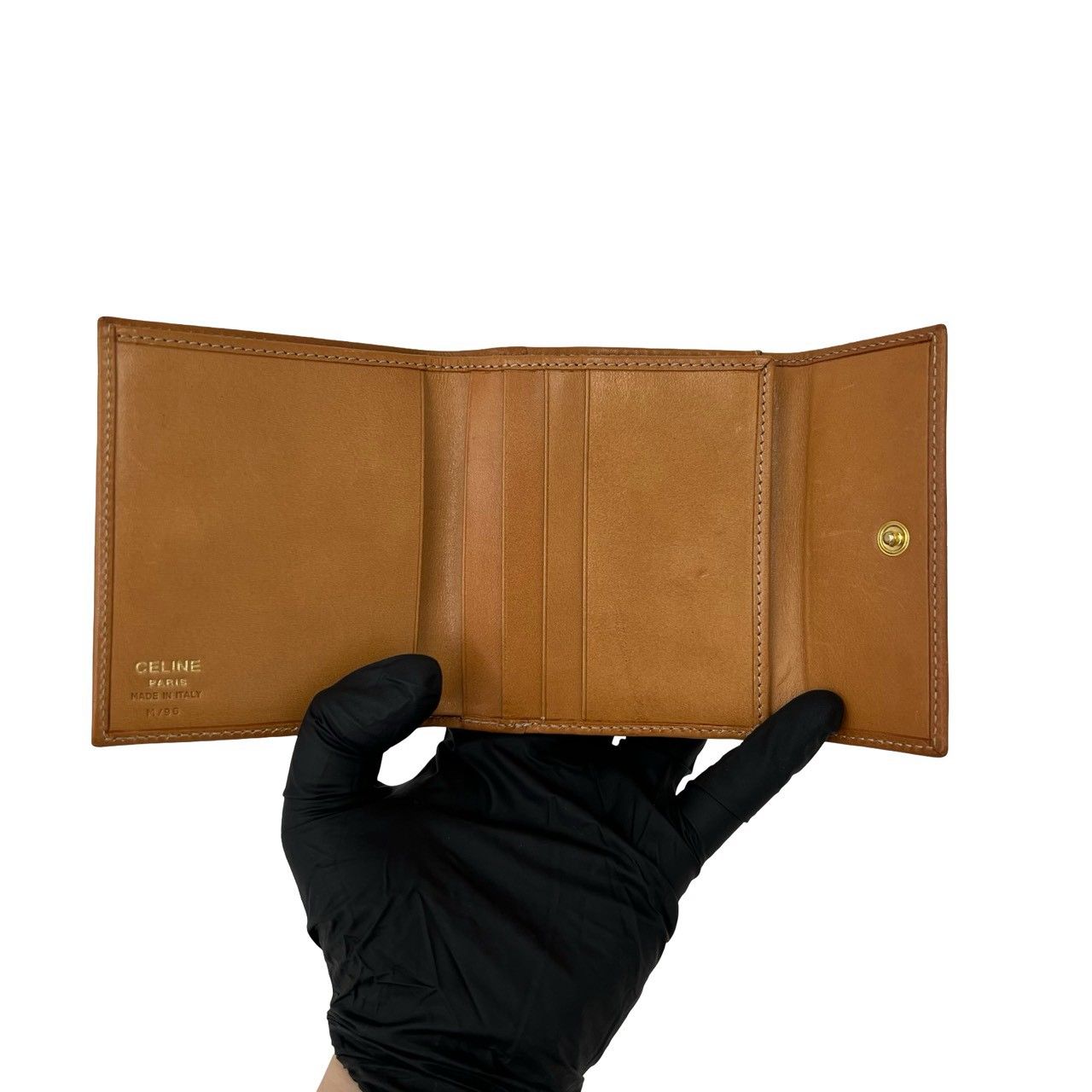 Celine Vintage Macadam Blason Pattern Leather Kiss Lock Trifold Wallet Mini — view 7