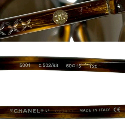 Chanel CC Logo Marble Pattern Acetate Sunglasses Eyewear Brown — view 3