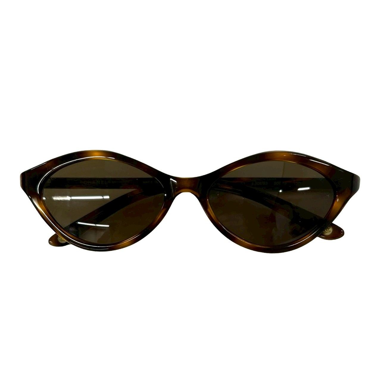 Chanel CC Logo Marble Pattern Acetate Sunglasses Eyewear Brown — view 2