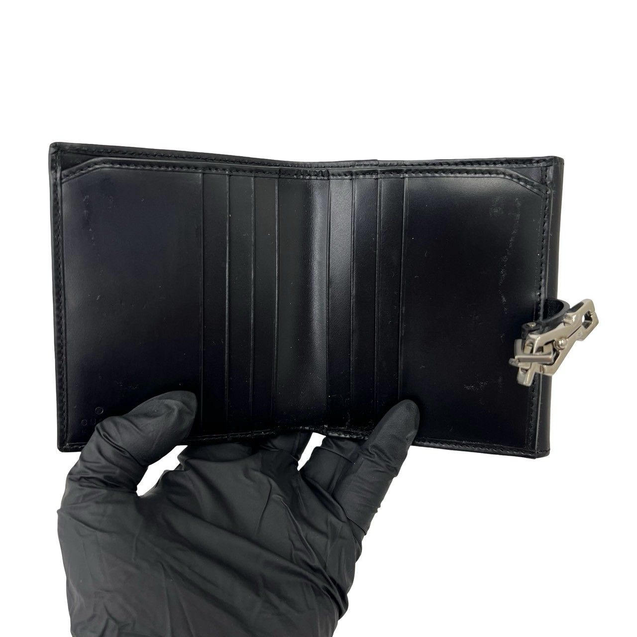 Gucci Jackie Leather Bifold Wallet Mini Billfold Coin Purse Card Case Black — view 7
