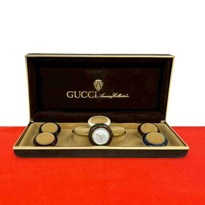 Gucci Vintage Change Bezel Sherry Line Quartz Wristwatch Gold Watch