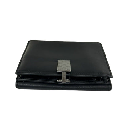 Gucci GG Logo Leather Bifold Wallet Bill Purse Coin Card Case Black — view 3