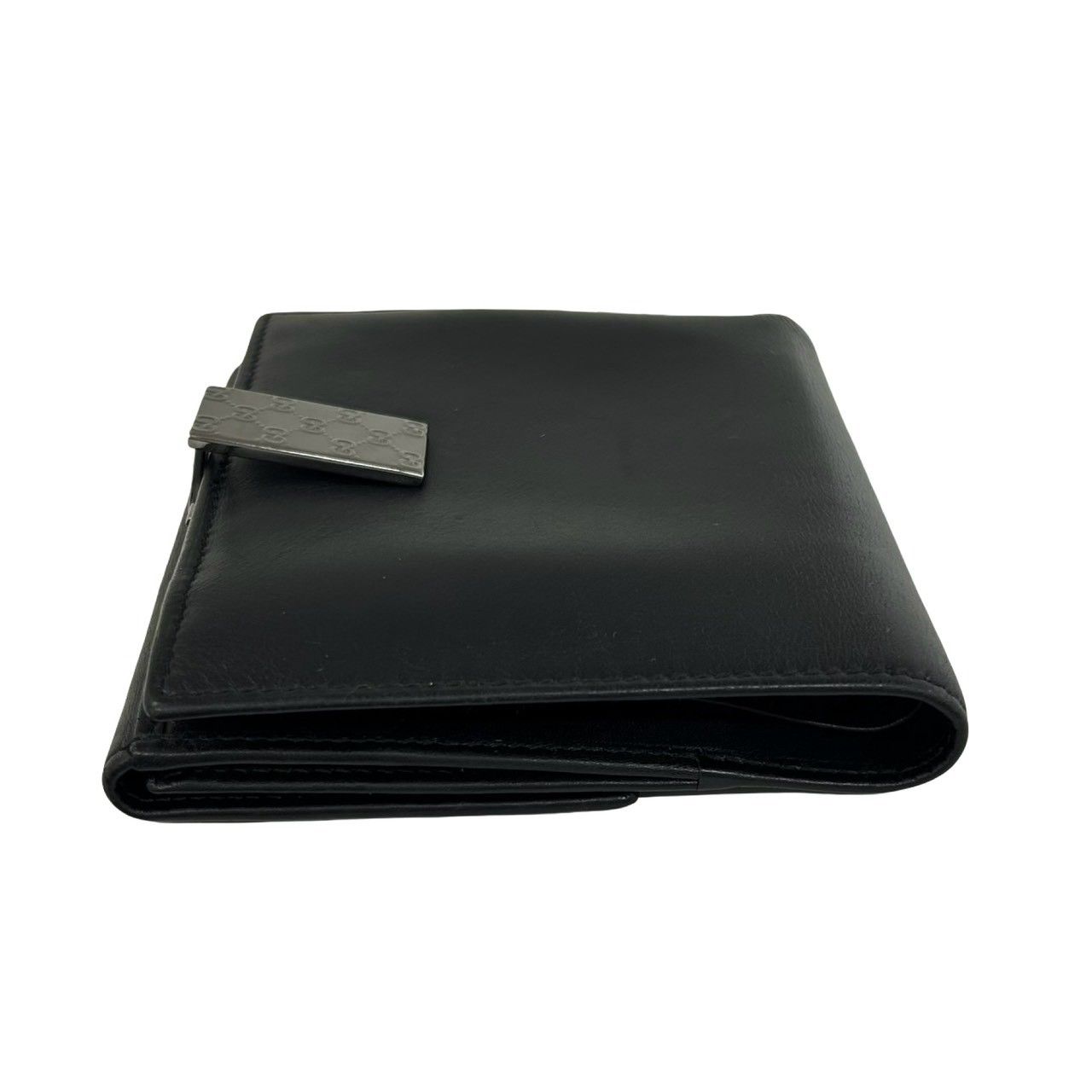 Gucci GG Logo Leather Bifold Wallet Bill Purse Coin Card Case Black — view 4