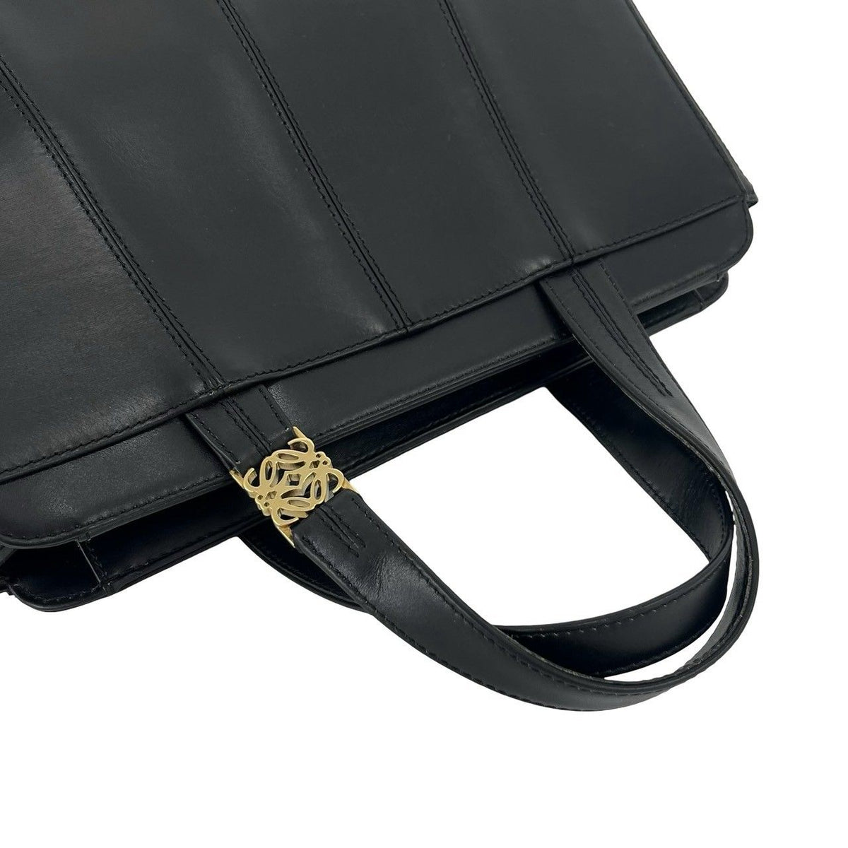Loewe Anagram Logo Motif Leather Tote Bag Black — view 3