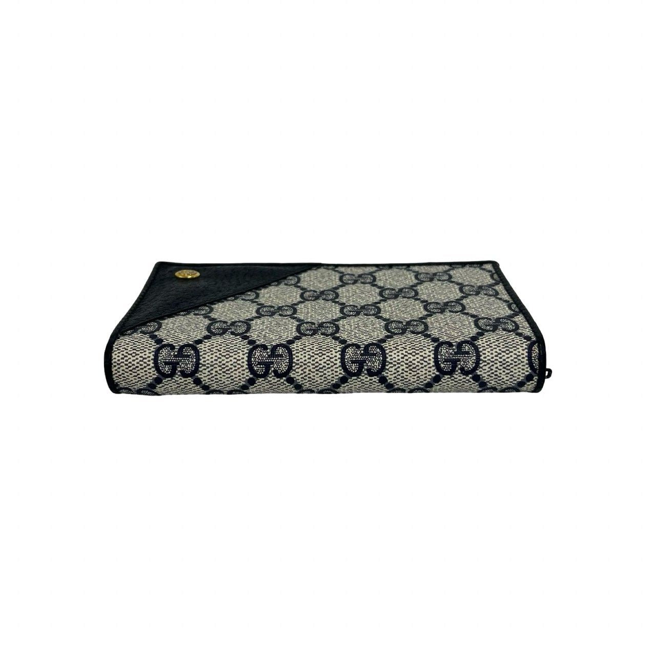 Gucci GG Logo Pattern Leather Bifold Wallet Mini Card Case Coin Purse Navy — view 3