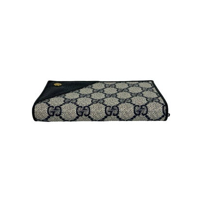 Gucci GG Logo Pattern Leather Bifold Wallet Mini Card Case Coin Purse Navy — view 3
