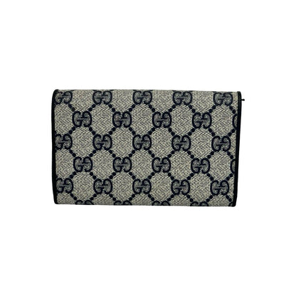 Gucci GG Logo Pattern Leather Bifold Wallet Mini Card Case Coin Purse Navy — view 2