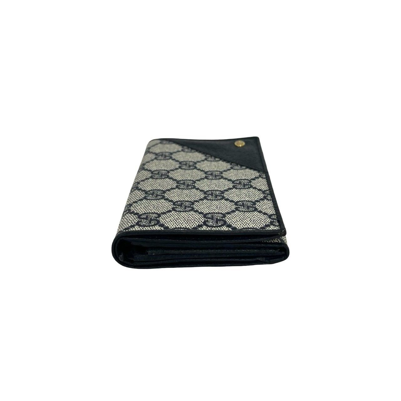 Gucci GG Logo Pattern Leather Bifold Wallet Mini Card Case Coin Purse Navy — view 4