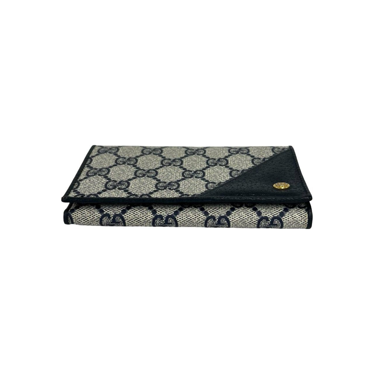Gucci GG Logo Pattern Leather Bifold Wallet Mini Card Case Coin Purse Navy — view 6
