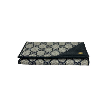Gucci GG Logo Pattern Leather Bifold Wallet Mini Card Case Coin Purse Navy — view 6