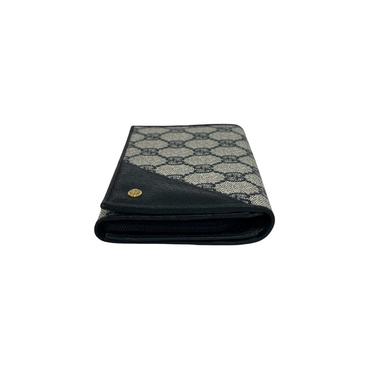 Gucci GG Logo Pattern Leather Bifold Wallet Mini Card Case Coin Purse Navy — view 5