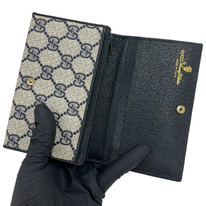 Gucci GG Logo Pattern Leather Bifold Wallet Mini Card Case Coin Purse Navy — view 7
