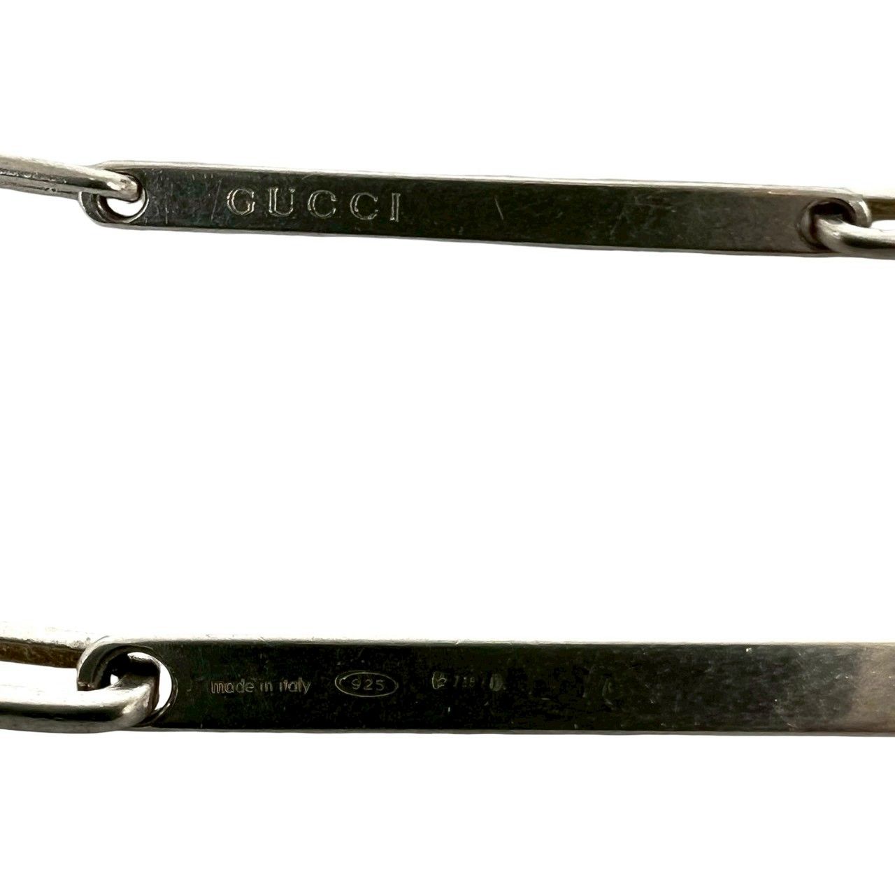 Gucci Logo Plate Bracelet 925 Sterling Silver Chain — view 3