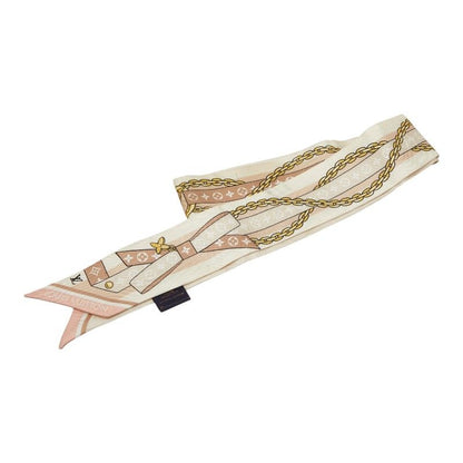 Louis Vuitton Monogram Bandeau BB LV Bow Scarf Beige Pink Silk
