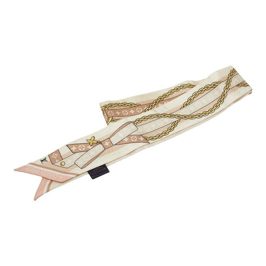 Louis Vuitton Monogram Bandeau BB LV Bow Scarf Beige Pink Silk