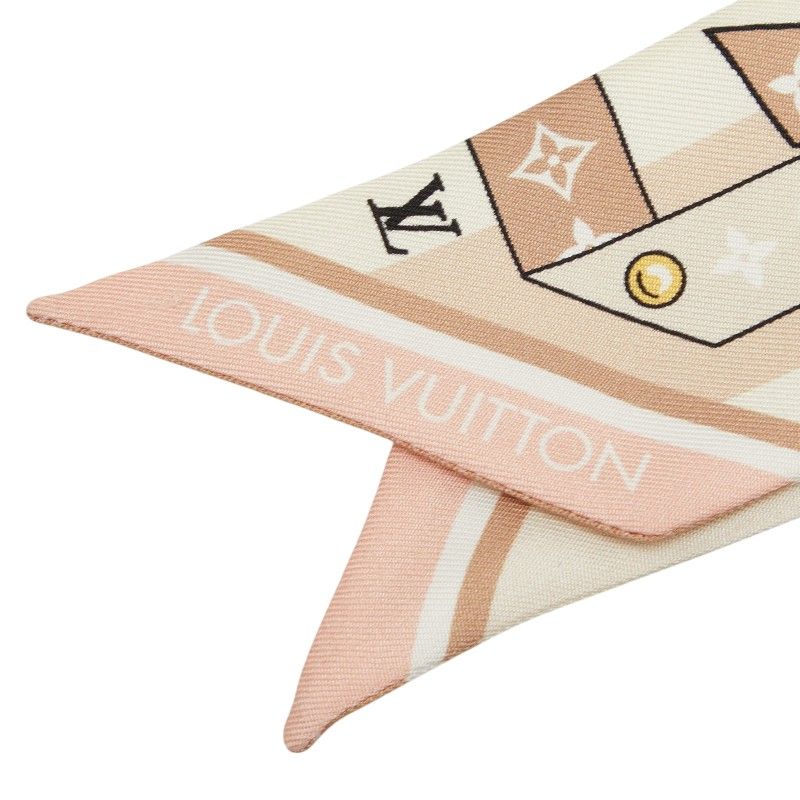 Louis Vuitton Monogram Bandeau BB LV Bow Scarf Beige Pink Silk — view 4