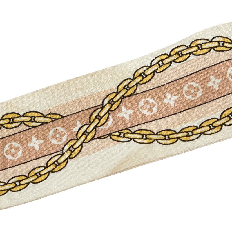 Louis Vuitton Monogram Bandeau BB LV Bow Scarf Beige Pink Silk — view 2