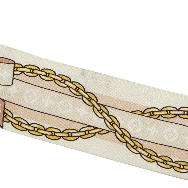 Louis Vuitton Monogram Bandeau BB LV Bow Scarf Beige Pink Silk — view 3
