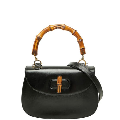 Gucci Bamboo 2-Way Shoulder Bag 000 Black Leather