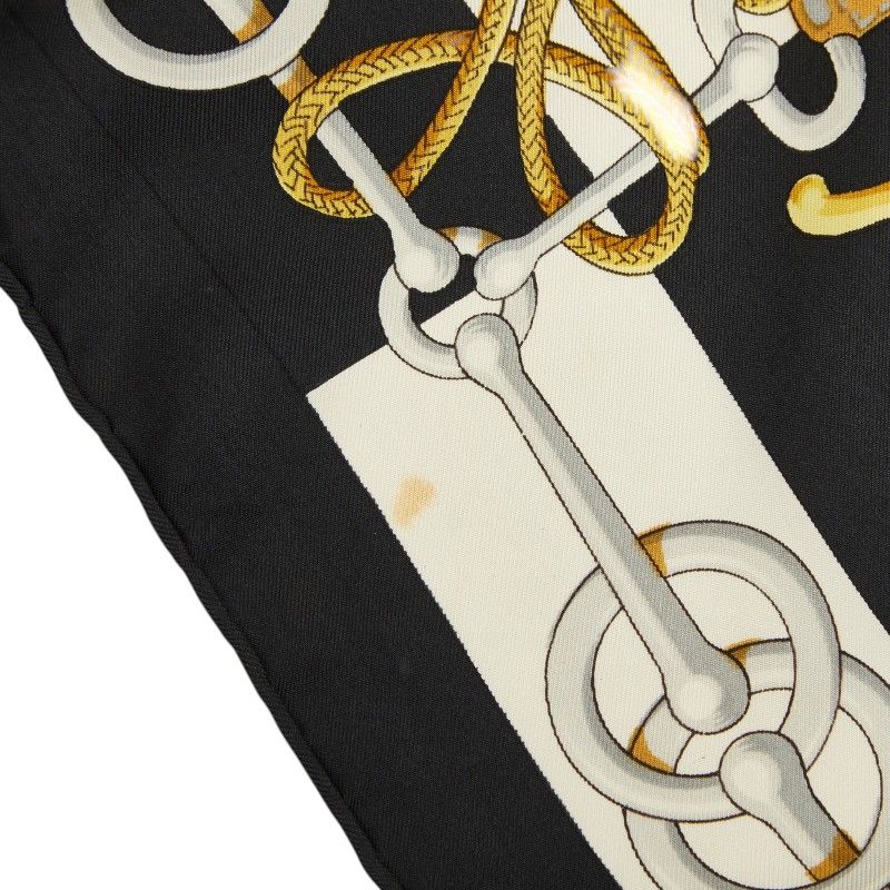Hermes Carre 90 Cliquetis Scarf Large Black Gold Silk — view 3