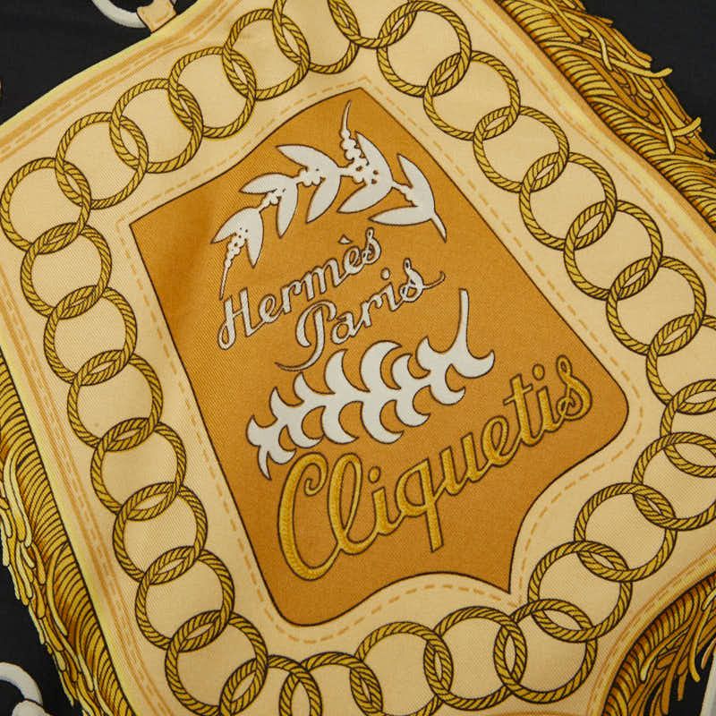 Hermes Carre 90 Cliquetis Scarf Large Black Gold Silk — view 2
