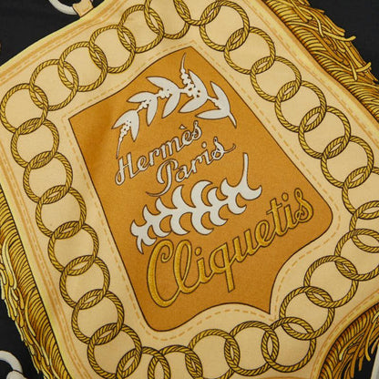 Hermes Carre 90 Cliquetis Scarf Large Black Gold Silk — view 2