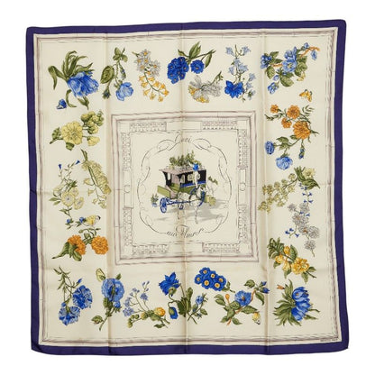 Hermes Carre 90 Quai Aux Fleurs Flower Blooming Coastal Street Scarf Large