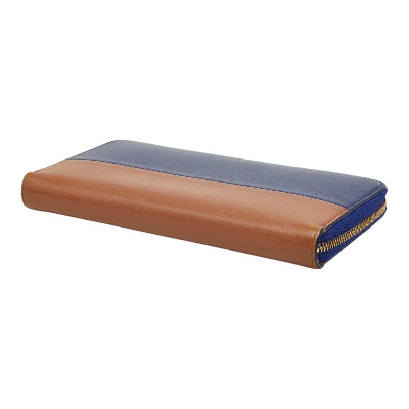 Celine Zip Around Wallet Navy Brown Bicolor Leather — view 4