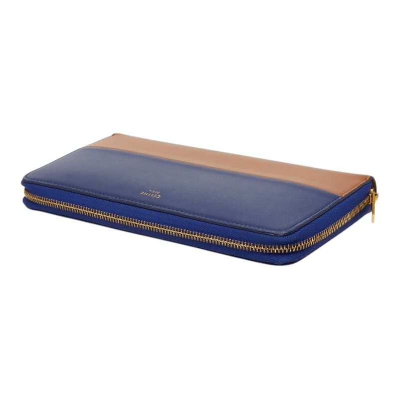 Celine Zip Around Wallet Navy Brown Bicolor Leather — view 5