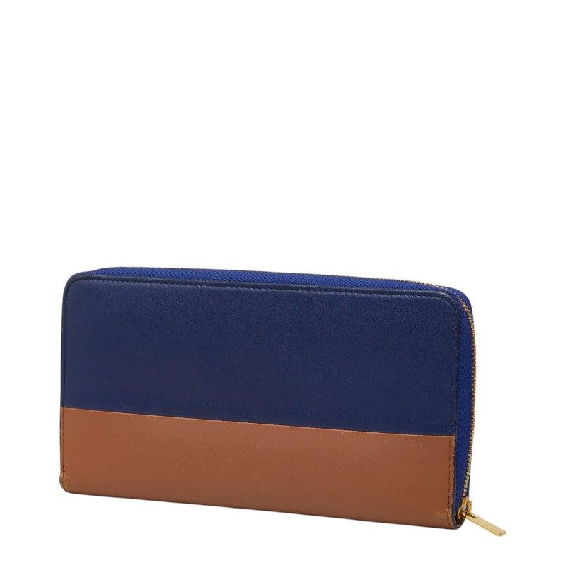 Celine Zip Around Wallet Navy Brown Bicolor Leather — view 2