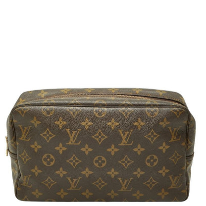 Louis Vuitton Monogram Trousse Toilet 28 Second Bag Brown Leather