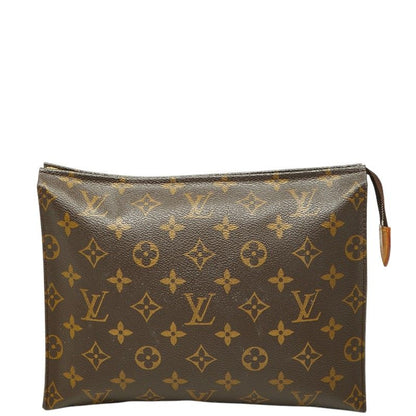 Louis Vuitton Monogram Poche Toilette 26 Clutch Pouch Brown Leather