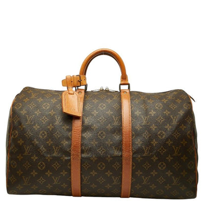 Louis Vuitton Monogram Keepall 50 Boston Bag Brown Leather